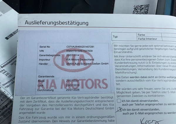 Kia Carens cena 36500 przebieg: 156110, rok produkcji 2014 z Malbork małe 407